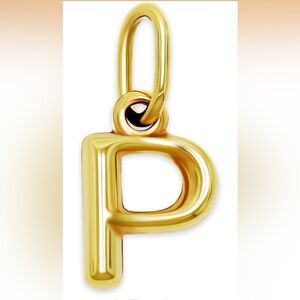 Gold Puffed Initial Letter Charm - 10 Karat Gold - 3D Bubble Letter Pendant